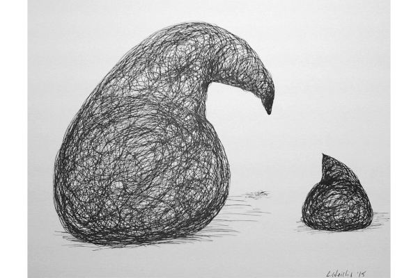 Drawn into Life I, encre sur papier Canson Bristol, 12x9p.